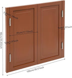 Solid Wood Interior Swing Door with Metal Hinges - Swinging Cafe Doors for Kitchen, Stairs, Bedroom Entrance & Partition (Brown, 39.37"X35.43")