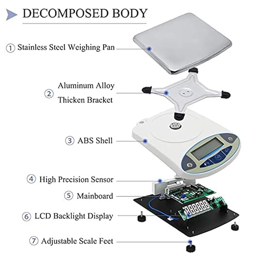 CGOLDENWALL Lab Scale 10kgx0.1g Digital Precision Scale Electronic Balance Laboratory Weighing Industrial Scale Kitchen Counting Scale Scientific Scale Calibrated (10kg, 0.1g)