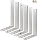 Floating Shelf Bracket Stainless Steel 12 Inch, 6 Pack Heavy Duty Shelf Brackets, Wall Shelf Bracket for DIY Decorative with Mounting Hardware