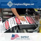 ComplianceSigns.com Emergency Spill Kit Label Decal, 5 x 3.5 inch 4-Pack Vinyl for Hazmat Industrial Notices Facilities, American Made Safety Stickers
