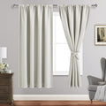 JIUZHEN Blackout Curtains for Bedroom - Thermal Insulated Room Darkening Noise Reducing, 52 x 63 Inch Length Curtains for Living Room, Set of 2 Panels with Tiebacks,Ivory