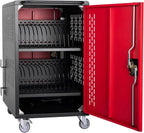 32 Bay Mobile School Charging Cart Station, Black Cart for Chromebook/Tablet/Laptop, with Power Strip, Lockable Doors, 2 Locking Casters & Ventilated Panels, 20" W×20" D×34.06" H