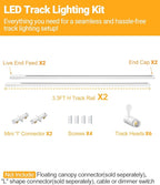 VANoopee 3-Color Zoomable 6 Light LED Track Lighting Kit with 6.6FT H Type Track Lighting Rail, LED Track Light Heads Dimmable Modern Kitchen Track Lighting Fixtures Ceiling Spotlight 10W 1000lm White
