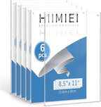 HIIMIEI Acrylic Sign Holder 8.5 x 11 Wall Mount with Paper Fixing Magnet and Double-Sided Tape, No Drilling Required (6 Pack) - Perfect for Office, Home, Store, and Restaurant