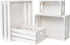 Large Wooden Crates Set of 4 Decorative Storage Box with Handles, Rustic Whitewashed Farmhouse Wooden Crates for Display, Living Room Container Baskets Box for Kitchen, Pantry, Bedroom