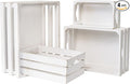 Set of 4 Large Wooden Crates Decorative, Whitewashed Nesting Wooden Crates for Display Rustic, Farmhouse Wooden Storage Container Boxes Made from 100% Wood