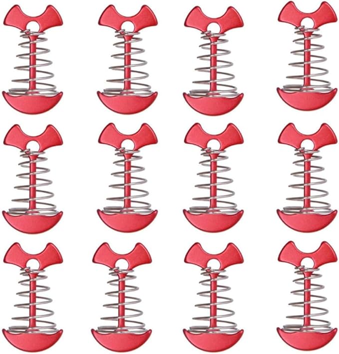 Adjustable Fishbone Deck Anchor Pegs Tent Stakes Floor Ground Tent Nail Hook for Camping Outdoor Hiking Activiti 12 Pieces