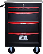 4 Drawer Rolling Tool Chest with Locker, 22.2" D Metal Movable Lockable Tool Cart Box Multi-Functional Hardware Storage Cabinet Box for Warehouse Basement Home Pantry Garage