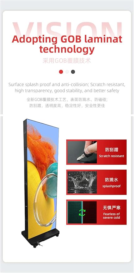 LED Digital Signage Display (P1.86 Spliceable LED Poster Screen, with Publishing System, Foldable Advertising Display Kiosk, Suitable for Events and Rental Scenarios, Supports WiFi/USB/HDMI)(90in-)