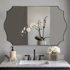 ANDY STAR 30x48 Inch Matte Black Mirror, Unique Rectangular Bathroom Mirror, Black Mirror in Premium Stainless Steel Metal Thin Frame Deep 1’’, Large Decorative Mirror for Bathroom, Entryway, Mantel