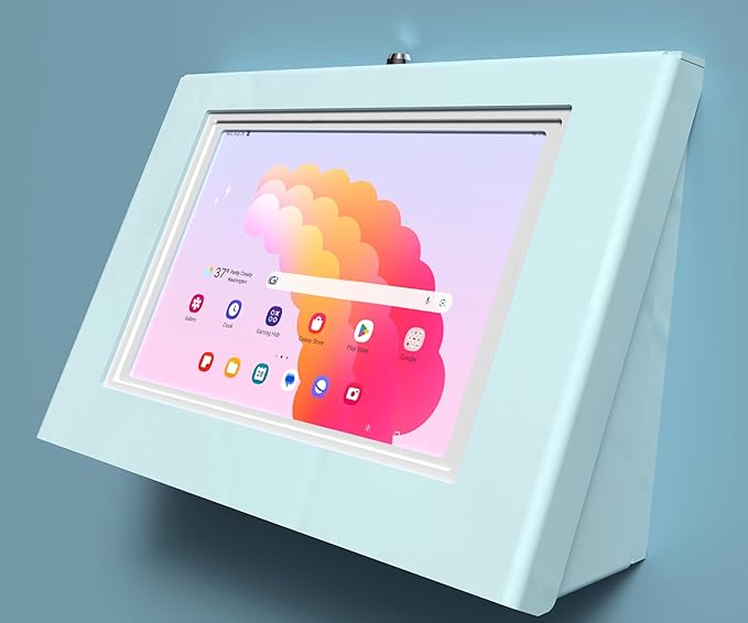 TABcare Easy Wall Mount Security Tablet Kiosk for Samsung Galaxy TAB A8 10.5" Designed for Integration of USB Hub, Printer, CC Reader & All Your Peripherals (White)