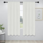 Easy-Going Rod Pocket Blackout Curtains for Bedroom, Room Darkening Window Curtains for Living Room, Thermal Insulated Noise Reduction Solid Window Drapes, 2 Panels(34x72 in, Ivory)