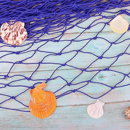 ZUEXT Dark Blue Decorative Fishing Net 80x40 Inch, 2PCS Picture Fish Net, Mermaid Net Cotton Fishnet Wall Hanging Decor for Hawaiian Nautical Beach Party, Fishnet Photo Display Sea Themed FishNet