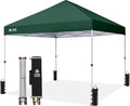 CROWN SHADES 8x8 Pop Up Canopy - Beach Tent with One Push Setup - Easy Outdoor Sun Shade for Events, Parties, Camping - Gazebo with STO-N-Go Cover Bag, Silver Coated Top, Forest Green