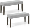 Giantex 42" Upholstered Dining Bench with Velvet Padded Seat, Rubber Wood Legs, 800 Lbs Capacity, 2-Pack Entryway Bench for Bedroom End of Bed, Dining Room, Hallway, Living Room, Kitchen, Grey