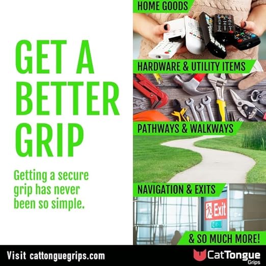 CATTONGUE GRIPS Non-Abrasive Grip Tape Wrap - 2” Thick Heavy-Duty, Waterproof Anti-Slip Tape for Wrapping Tools, Bats, Gym Equipment - Indoor & Outdoor Anti-Slip Solution (Glow in The Dark, 2-Pack)