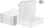 MEBRUDY 12x9x3 Shipping Boxes, 20 Pack White Literature Mailer Corrugated Cardboard Box for Small Business Mailing Packaging