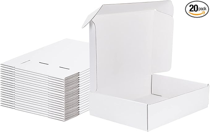 MEBRUDY 12x9x3 Shipping Boxes, 20 Pack White Literature Mailer Corrugated Cardboard Box for Small Business Mailing Packaging