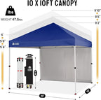 CROWN SHADES 10X10 Comercial Instant Canopy Pop Up Tent with Center Lock, 300D Fabric, 4 Sidewalls, Sto'N Go Bag, Navy Blue