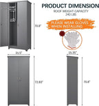 LUCYPAL Outdoor Storage Cabinet Waterproof,Metal Storage Shed with Shelves,Tool Shed with Lockable Doors and Slooping Roof for Garden,Backyard,Patio Lawn,Grey