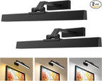 Picture Lights for Wall, Battery Operated Gallery Light 16in for Paintings CCT Dimmable Recharging Battery Wall Lamp with Remote Control for Living Room Dartboard Art Bathroom 2PCS