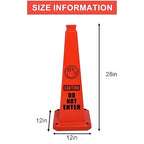 OrangeStar 3-Pack 28" Do Not Enter Cones, Large 4-Sided No Entry Message Safety Cones with Heavy Rubber Base for Indoor Outdoor Use, Traffic Control, Security, Warehouse Safety