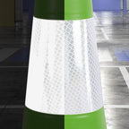 6 Pack 28" Inch Large PVC Traffic Cones with Heavy-Duty Black Base, High-Visibility All-Weather Safety Cones for Road Construction, Parking Lot, Garage Use (6, Green, 28" Large)