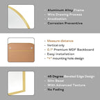 Modern Large Wall Mirror, Modern Mantel Minimalist Home Decor, Brushed Gold Metal Framed Arched Mirror for Living Room, Bedroom, Fireplace, Mantle, Entryway, Bathroom, 36" x 24", Gold