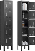 Metal Lockers - 66" Height Steel Lockers for Employees with 5 Door Storage Locker with Card Slot for Employees Gym School Home Office Garage - Assembly Required