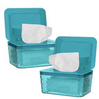 Wipes Dispenser, One-Handed Operation Wipe Holder for Baby & Adult, Seal-Designed Wipes Container for Bathroom Keep Diaper Wipes Fresh (2 Pack Green)