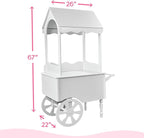 Vintage Candy Cart with Wheels for Party - Dessert Cart with wheels and Handle Bar for easy movement - 67" H' X 26" L' X 22" W' - PVC Treat Cart for Parties, Weddings and Birthday - Easy Assembly
