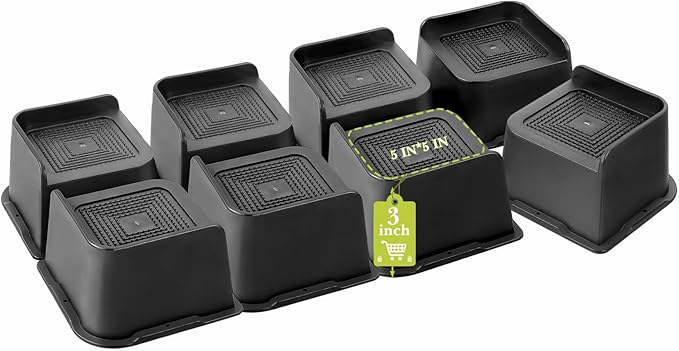 Bed Risers 2 inch, 3 inch, 4 inch, 6 inch, 8 inch Heavy Duty, Oversized Furniture Riser for Couch Sofa Table Chair Leg Frame Dorm, Support up to 6000 Lbs (Black 8 Pack, 3 inch)
