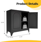 Metal Sideboard Buffet Cabinet with Storage,33 Inch Coffee Bar Cabinets with Adjustable Shelf, Black Kitchen Pantry Cabinet for Dining Room, Living Room