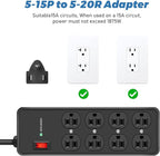 HEZI 8 Outlet Heavy Duty Power Strip, 15Amp Metal Mountable Surge Protector (2700J), Industrial Wall Mount Power Strip for Home, Office, Garage & Workshop, 15FT 14AWG Extension Cord