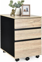Pemberly Row 3-Drawer Engineered Wood Vertical Mobile Filling Cabinet in Natural