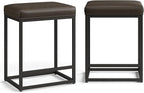 MAISON ARTS Counter Height 24" Bar Stools Set of 2 for Kitchen Counter Backless Modern Barstools Industrial Upholstered Faux Leather Stools Farmhouse Island Chairs, (24 Inch, Grey)