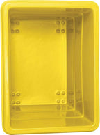 Global Industrial 12 Bushel Plastic Bulk Box Truck, Steel Chassis Base, 1000 lbs. Capacity, 4" Non-Maring Rubber Casters, Yellow, 38-2/5"L x 28-9/10"W x 33" H