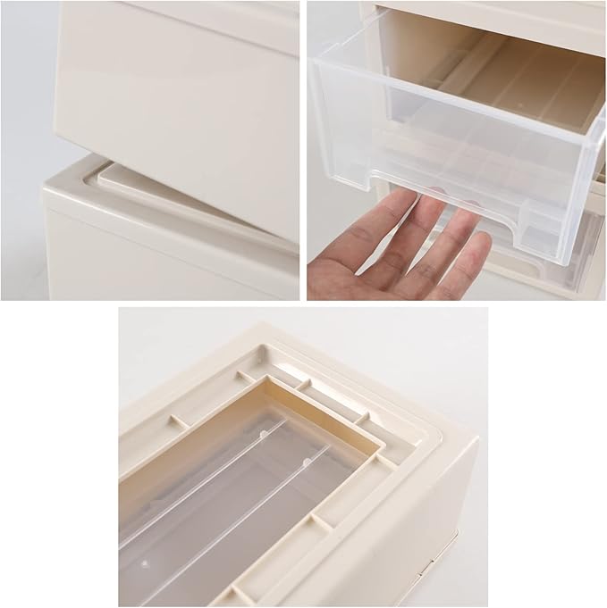 Readsky 6 Quart Stacking Plastic Storage Drawers, Drawer Unit Plastic, 3 Packs