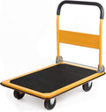 LEADALLWAY Platform Truck Large Size 880lbs Heavy Duty Foldable Push Cart 35.8x24x34.3inches Yellow