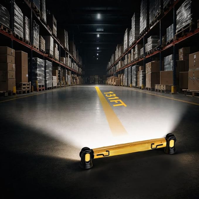 2026 Under Hood Work Light Bar, 3000 Lumen LED Magnetic Rechargeable Work Light with Hooks, 5200mAh Cordless Underhood Light for Mechanic, Car Repair, Garage, Emergency - Yellow