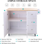 PHI VILLA Kitchen Island on Wheels Portable Kitchen Cart with Drop Leaf, Rolling Kitchen Island with Storage