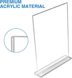 26 Pack Acrylic Sign Holder 4 x 6 Clear Display Table Signs Stand, Double Sided T Shape Flyer Holder Plastic for Picture Paper Frame Holder Home Office Menu Retail Show Fair
