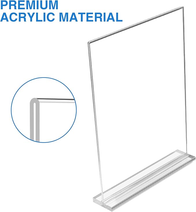 26 Pack Acrylic Sign Holder 4 x 6 Clear Display Table Signs Stand, Double Sided T Shape Flyer Holder Plastic for Picture Paper Frame Holder Home Office Menu Retail Show Fair