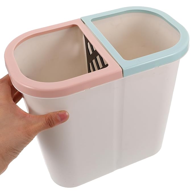 Dry Wet Separation Kitchen Garbage Can Narrow Dual Compartment Trash Bin for Home Office Compact Space-Saving Wastebasket Efficient Sorting for Bathroom and Kitchen