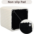 Modern Square Ottoman 2Pcs, Vertical Channel Tufted Foot Stool Ottoman, Velvet Upholstered Vanity Stool for Makeup, Bedroom, Living Room, White