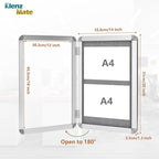 20"x14" Enclosed Cork Bulletin Board Tamper-Proof Dispaly Case,Grey Fabric&Aluminium Frame,Shatter Resistant Lockable Bulletin Board with Clear Acrylic Door for School,Office,Mall,Community,Hospital