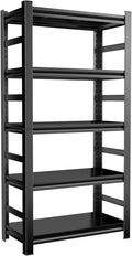 Garage Shelving Units, Heavy Duty 5-Tier Storage Shelves, Metal Adjustable Storage Rack, Steel Shelves, 2750 lbs Capacity, Industrial Shelving for Heavy Tools (Black, 5TIER 16"Dx32"Wx63"H, 5TIER)