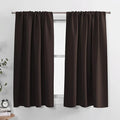 PONY DANCE Short Black Out Curtains 48 inch Long for Small Window, Rod Pocket Privacy Bathroom Draperies, Lighting Blocking Drapes for Basement(2 Panels Set,Chocolate Brown, W42 x L48 inches)