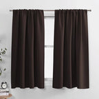 PONY DANCE RV Curtain Panels - Blackout Window Drapes Room Darkening Short Curtains Home Decoration Window Coverings with Rod Pocket, W 42 x L 45 inches, Chocolate Brown, 2 PCs