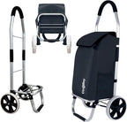 Ultra-Lightweight Foldable Grocery Cart with 40L Capacity, Soft Rolling Wheels, Removable Insulated Bag – Multi-Purpose Personal Hand Truck (Black)